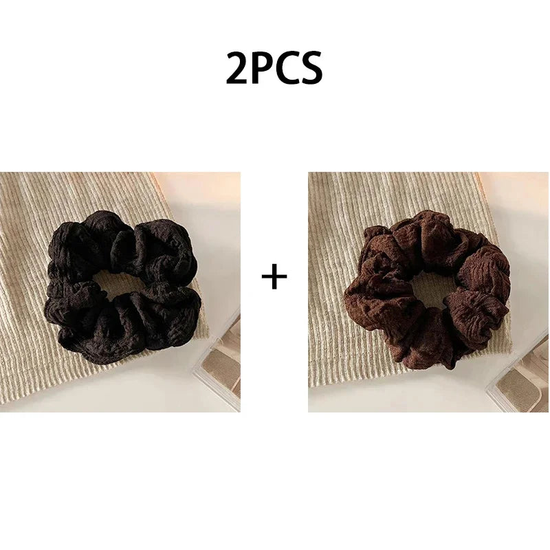 1/3pcs Solid Color Pleated Hair Tie for Women Brown Elegant Daily Wear Hair Ring Fashion Girls Scrunchie Hair Accessories