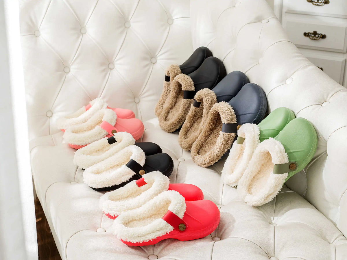 Evshine Warm Winter Man Slippers Antislip Waterproof Men Slippers Warm Comfy Clogs Fuzzy Fur Shoes Classic Plush Bedroom Slipper