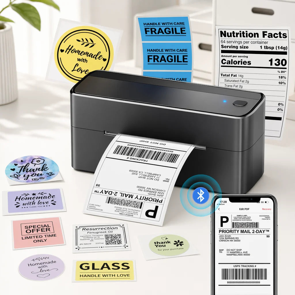 241BT 4X6 Wireless Thermal Label Printer for Small Business, Bluetooth Labels Printers for Shipping Package,