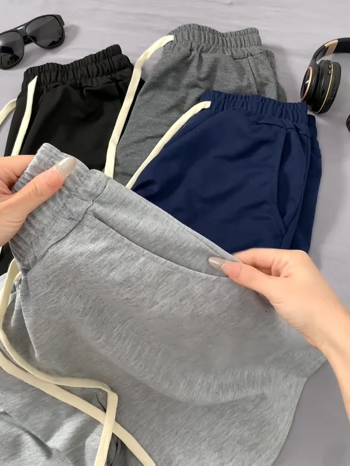 Comfortable Fitness Mens Summer Casual Shorts Drawstring Athletic Shorts Loose Women Cotton Sweatpants Sports Jogging Beach Pant