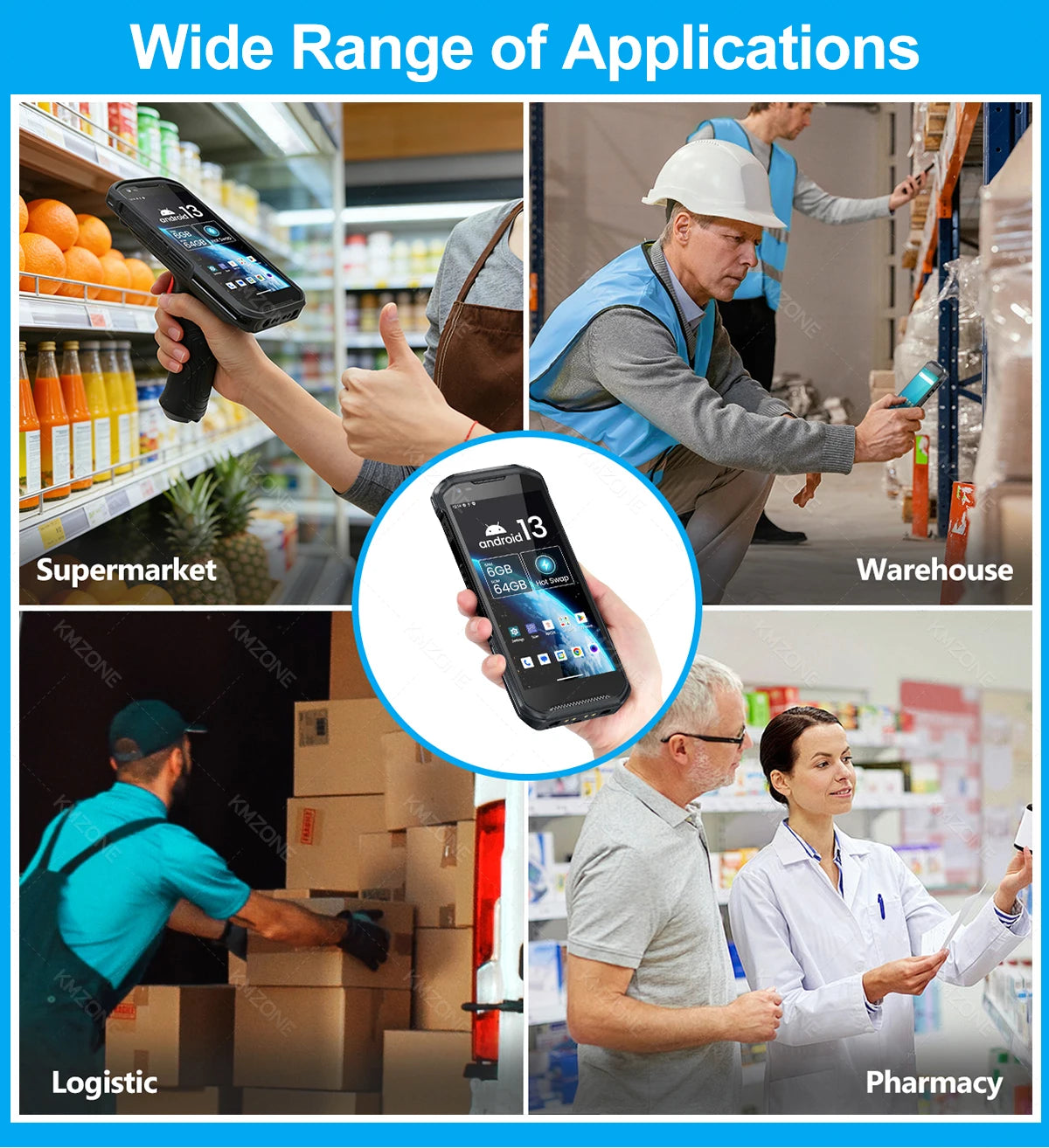 Android 13 Handheld PDA 1D 2D QR Portable Barcode Scanner Reader 6GB+64GB POS Terminal Data Collector with Hot-swap/Cradle