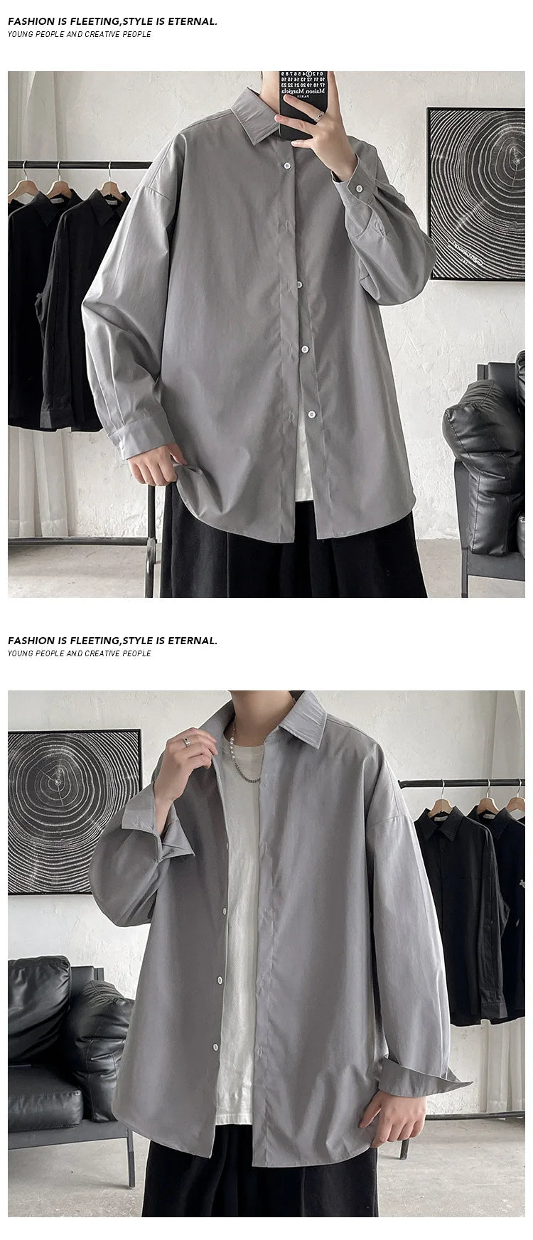 2025 Men Oversize Shirts Spring Long Sleeve Preppy Shirt Unisex Woman Casual Street Fashion Blouses Streetwear Men Clothing