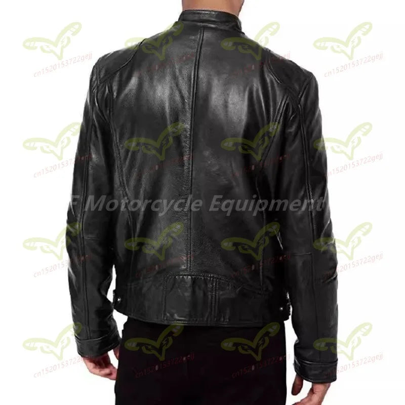 9XL Leather Men's Sports Leather Motorcycle Leather Jacket Stand Up Collar Fashionable Sports Plus Size Autumn Winter Windproof