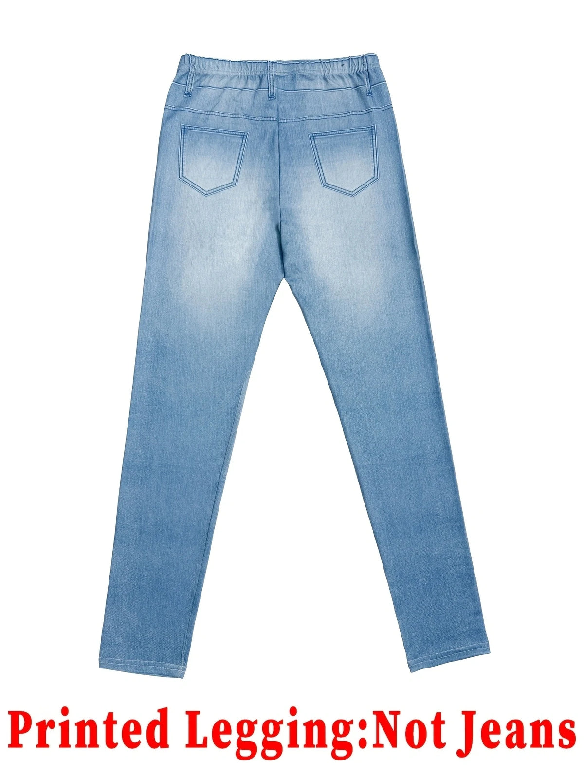 Women Printed Leggings Not Denim Fabric, Fake Pocket & Button Print Design Pants, High Elastic Fashion Slim Fit Skinny Casual