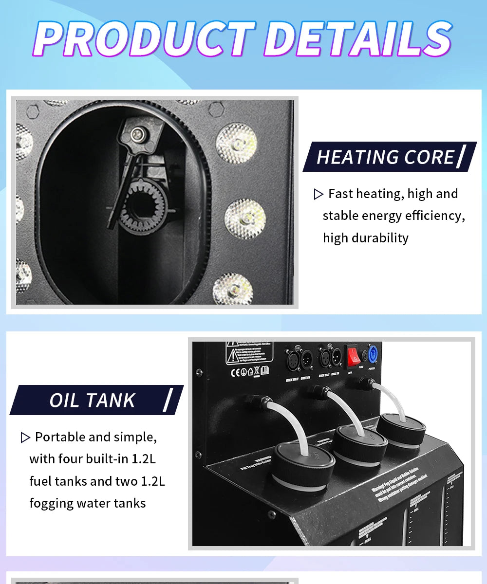 1500W 3000W RGB LED Smoke Bubble Machine Four Holes Double Holes Wedding Bubble Spray Machine DMX For Stage Special Effect