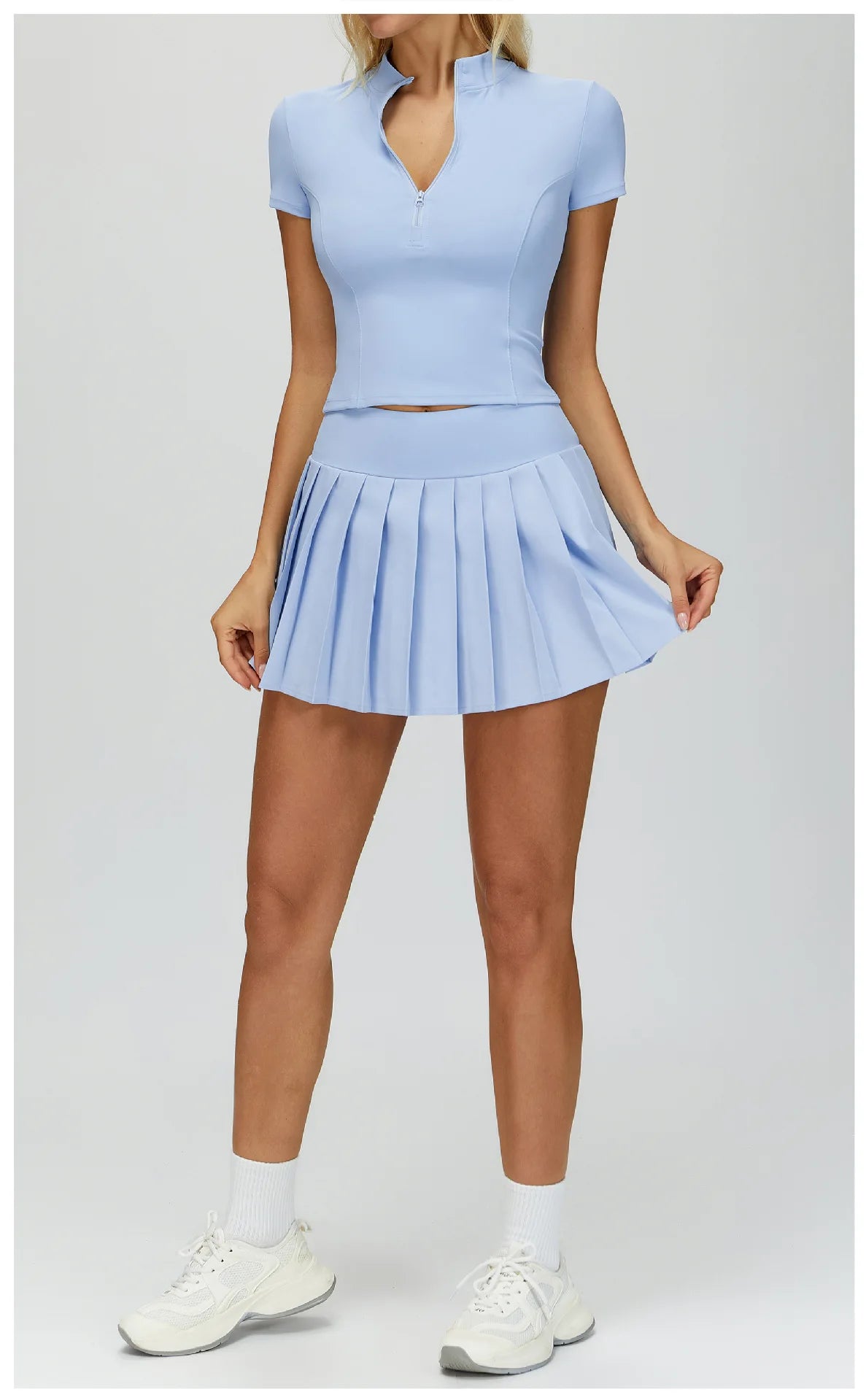 Custom LOGO women's fashion nude yoga clothes pleated tight sports outdoor running Golf and Tennis skirt fitness two-piece set