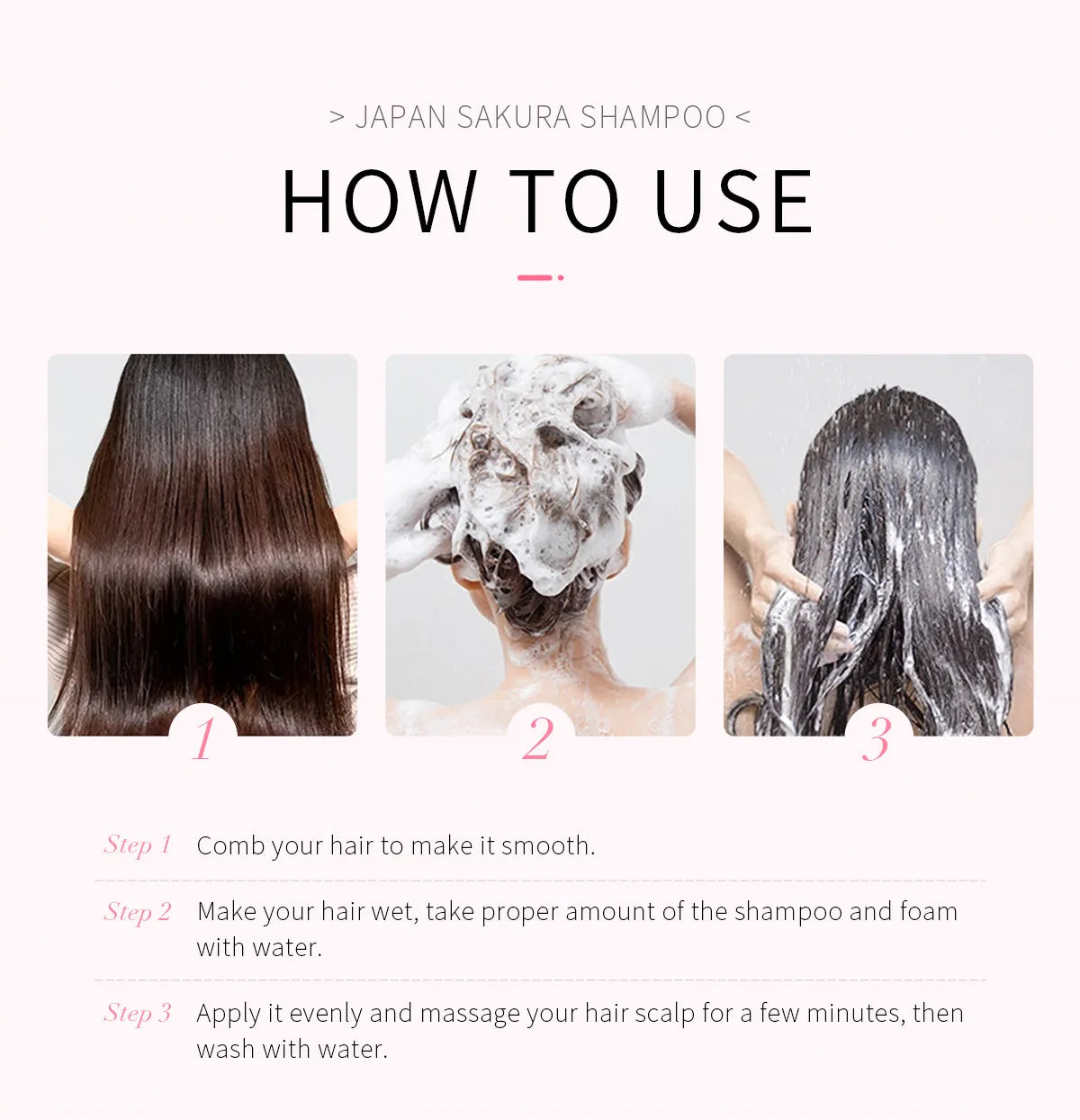 LAIKOU Japan Sakura Shampoo 100ml Travel Size Repair Split Ends Smooth Dry Damaged Hair Cherry Blossom Fragrance Hair Wash