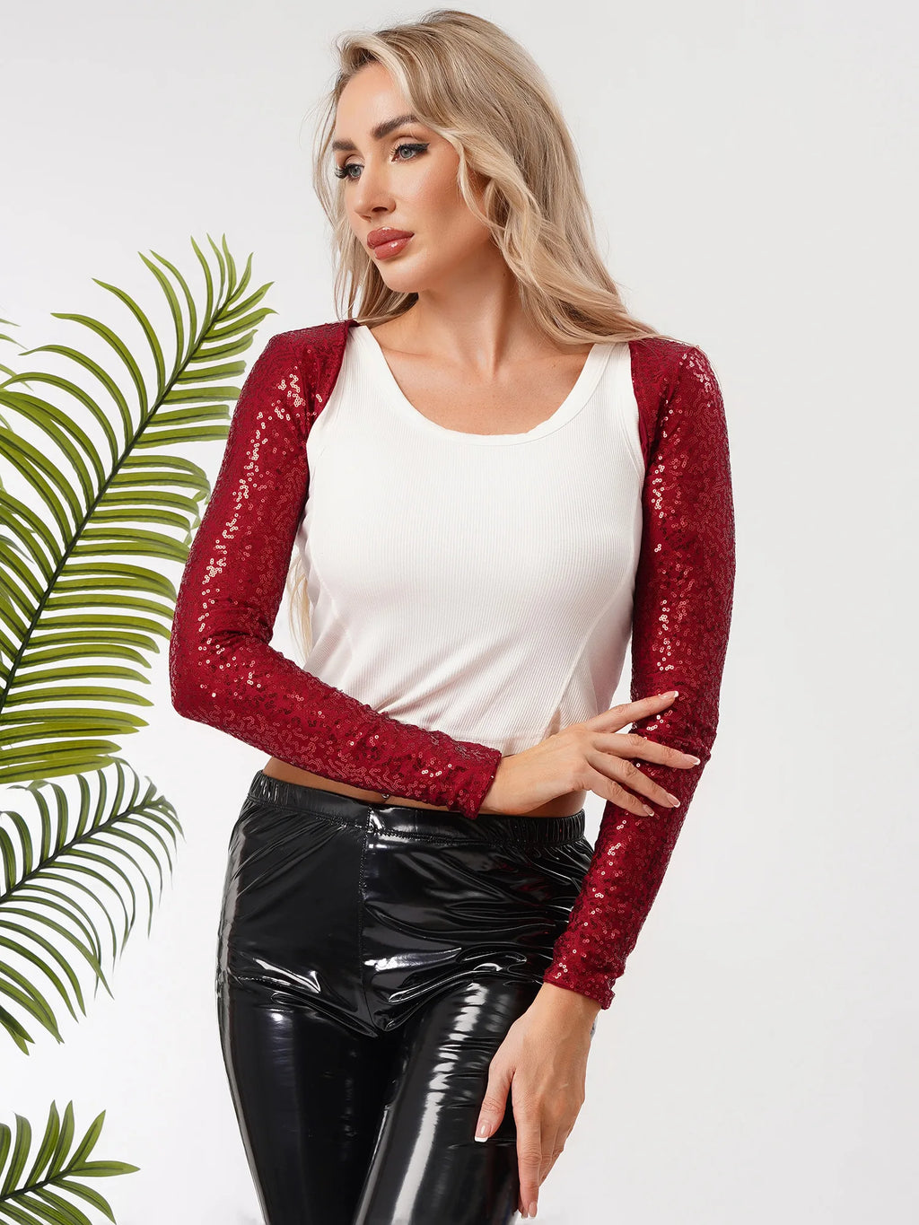 Womens Glitter Sequin Fringe Bolero Long Sleeve with Tassel Allover Sequin Shrugs Shawls Cropped Cardigan for Music Raves Party