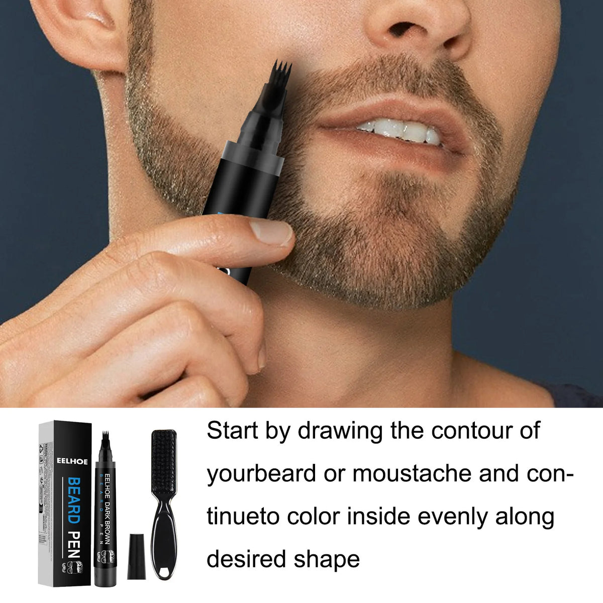 Waterproof Beard Pen Filler Men Moustache Coloring Pen Beard Coloring Filling Enhancer Black Fiber Hair Beard Stuffing Pen Tool