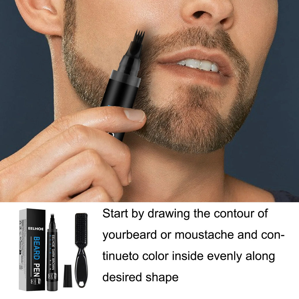 Waterproof Beard Pen Filler Men Moustache Coloring Pen Beard Coloring Filling Enhancer Black Fiber Hair Beard Stuffing Pen Tool