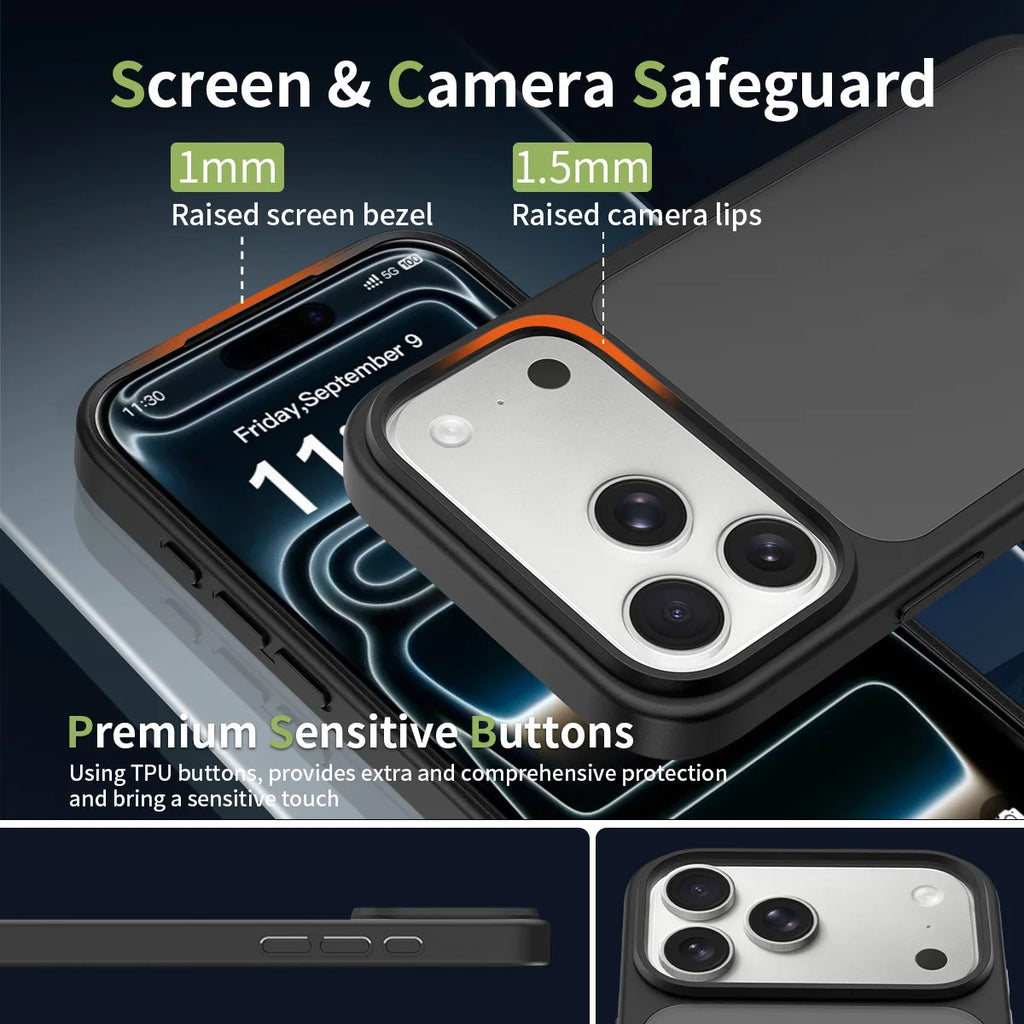 Matte Case for iPhone 17 Pro Max Air 17E 16E 16 Plus 15 14 13 12 17Pro Shockproof Protective Hard Back Slim Frosted Phone Cover