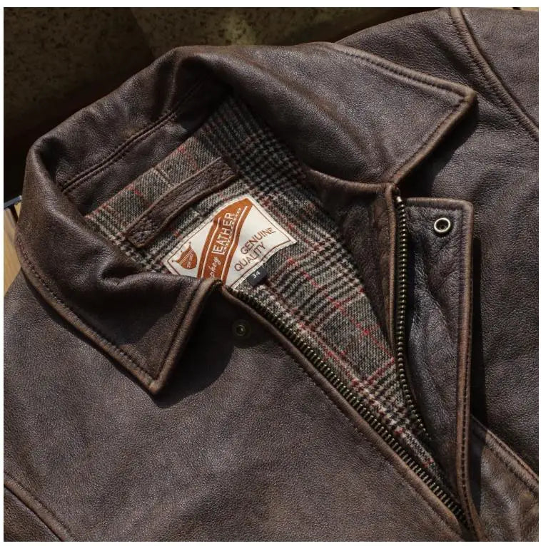 CC Shop Top.Natural,US nubuck leather coat.Vintage brown style casual genuine cowhide jacket.Men quality Rider leather cloth.