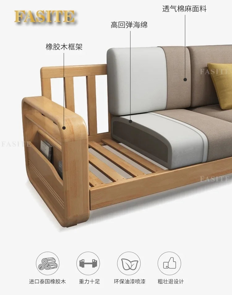 Furniture Nordic Solid WooWooden Living Room Simple sehold Turning Divan Small Apartment