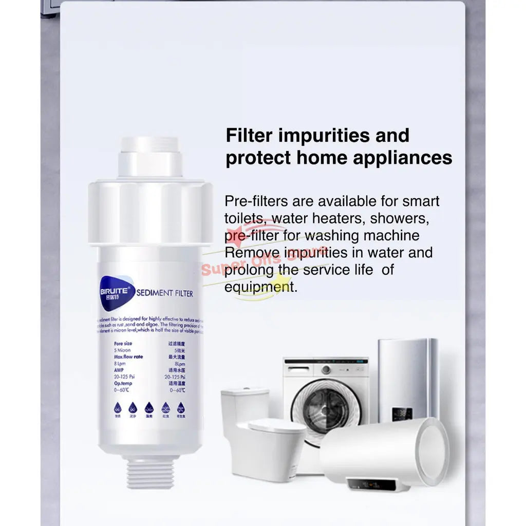 5'' Pre-filter Household Purifier Water Filter for Washing Machine Toilet Shower Water Heater Replaceable PP Cotton Cartridge