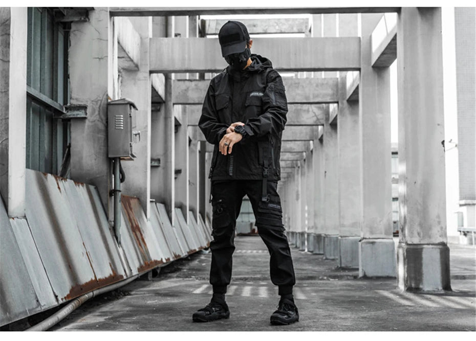 2022 Autumn Tactical Jackets Windbreaker Men Functional Techwear Mens Black Hip Hop Streetwear Waterproof Windproof Hooded Coats