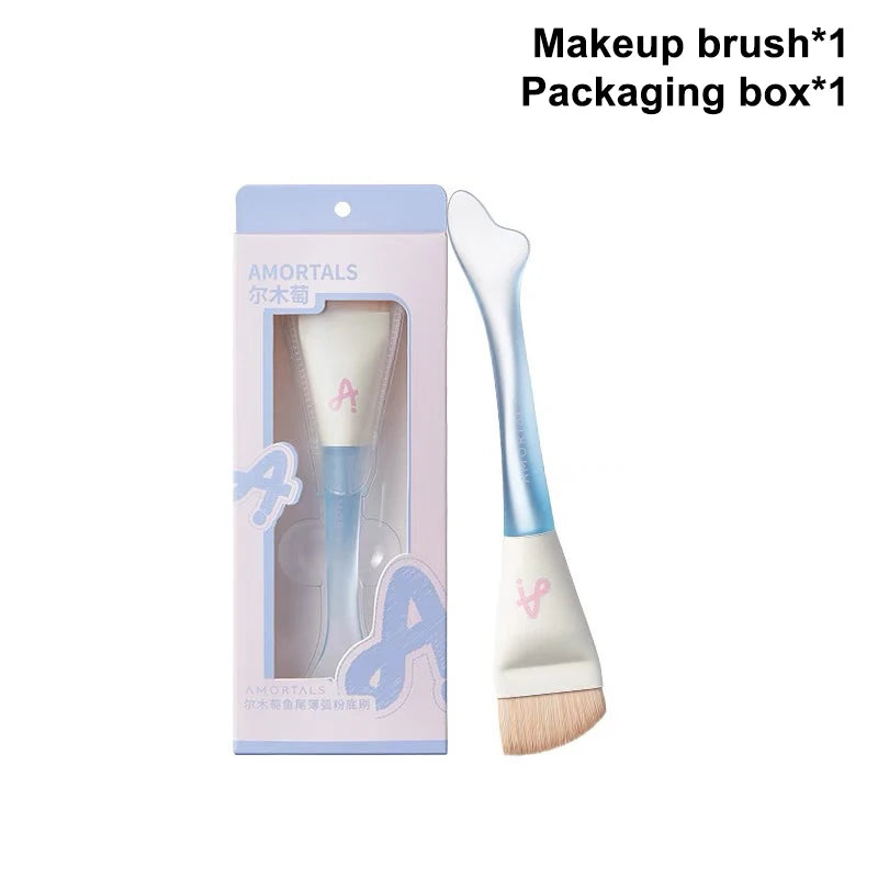 1/2 pcs Makeup Ultra-Thin Brush Set Foundation Brush With Traceless Sponge Powder Soft Puff Angled Head Makeup Brush Beauty Tool