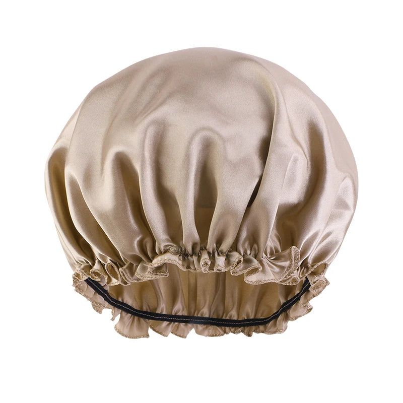 Solid Color Night Sleep Cap Women Elastic Satin Night Sleeping Hat Hair Care Bonnet Nightcap Makeup Head Wrap Cover Shower Cap