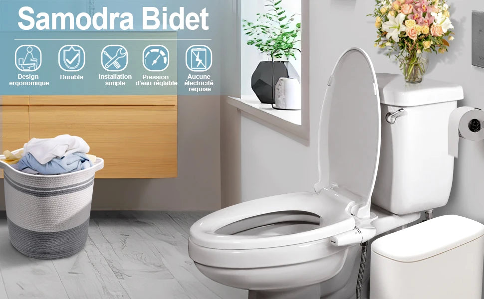 SAMODRA Right/Left Hand Toitet Bidet Sprayer Non-Electric Dual Nozzle Bidet Toilet Seat Hygienic Shower For Bathroom Accessories