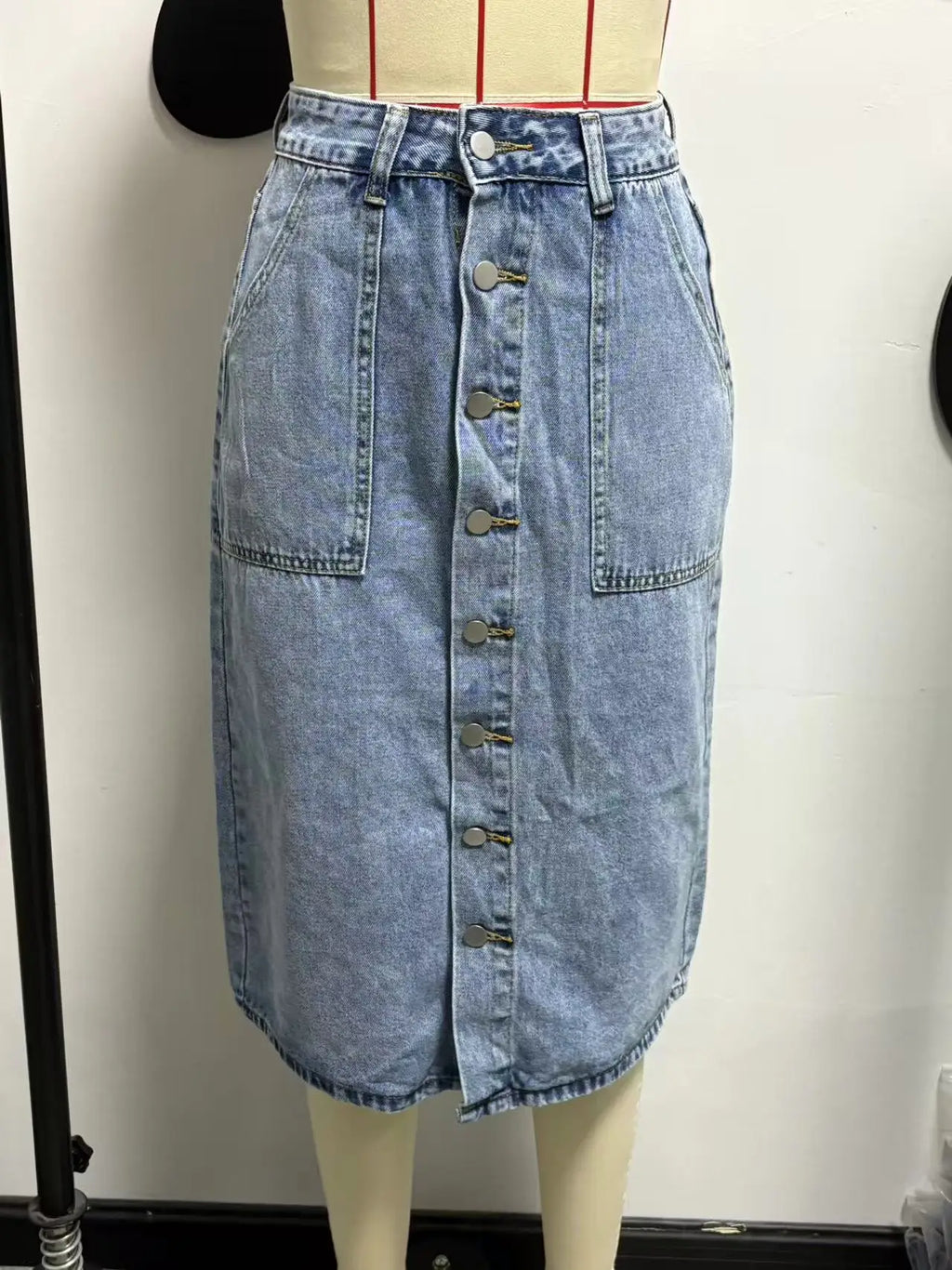 European Beautiful Woman High Waist Elastic Medium and Long Denim Skirt, Thin Split Fork Over Knee Hip Wrap One Step Skirt