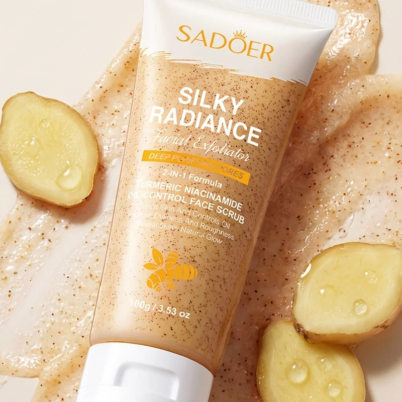 2Pcs Turmeric Niacinamide Facial Scrub Deep Cleansing Hydrating Exfoliating Balm Brightening and Radiance for Healthy Skin