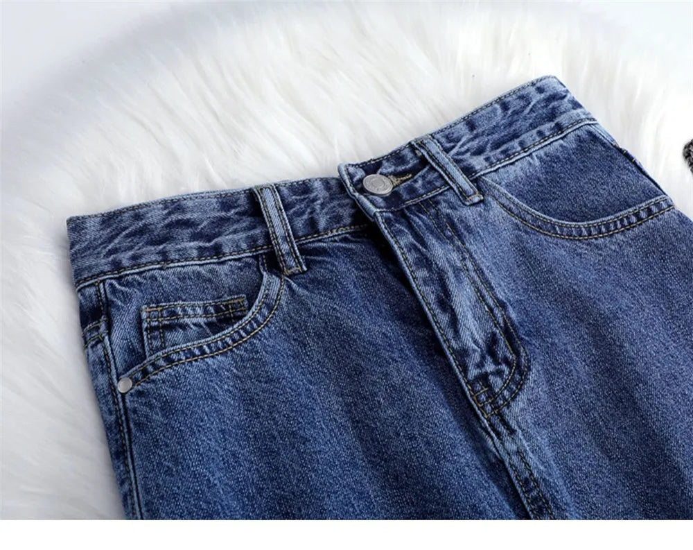 Women Denim Skirt Spring A Line Summer High Waist Loose Split Hem Dark Blue Chic Casual Streetwear Jean Midi Skirt Streetwear
