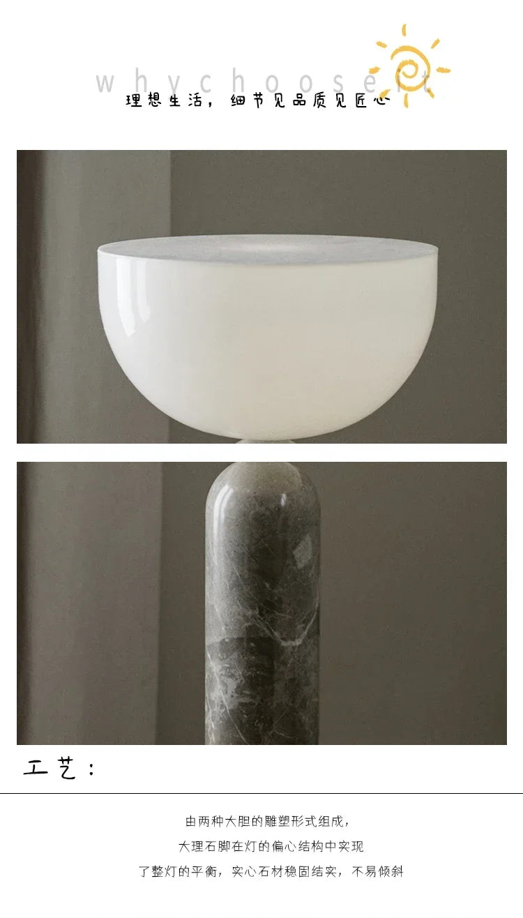 LED Minimalist Touch Mushroom Lamp Designer Marble Table Light Study Room Office Desk Lamp  Living Room Bedroom Beside Lamp