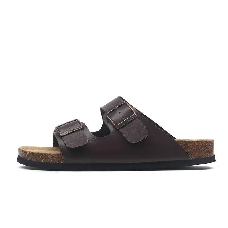 Hot Sales 2019 Summer Beach Cork Slippers Sandals Casual Double Buckle Clogs Sandalias Women men Slip on Flip Flops Flats Shoes