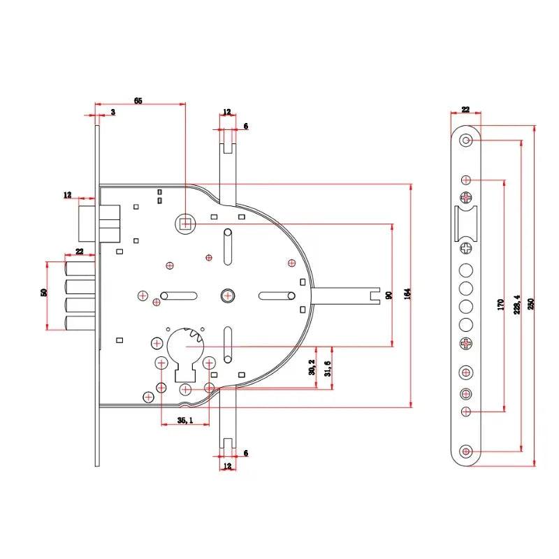 Round bolt outer door household ferrule door lock body
