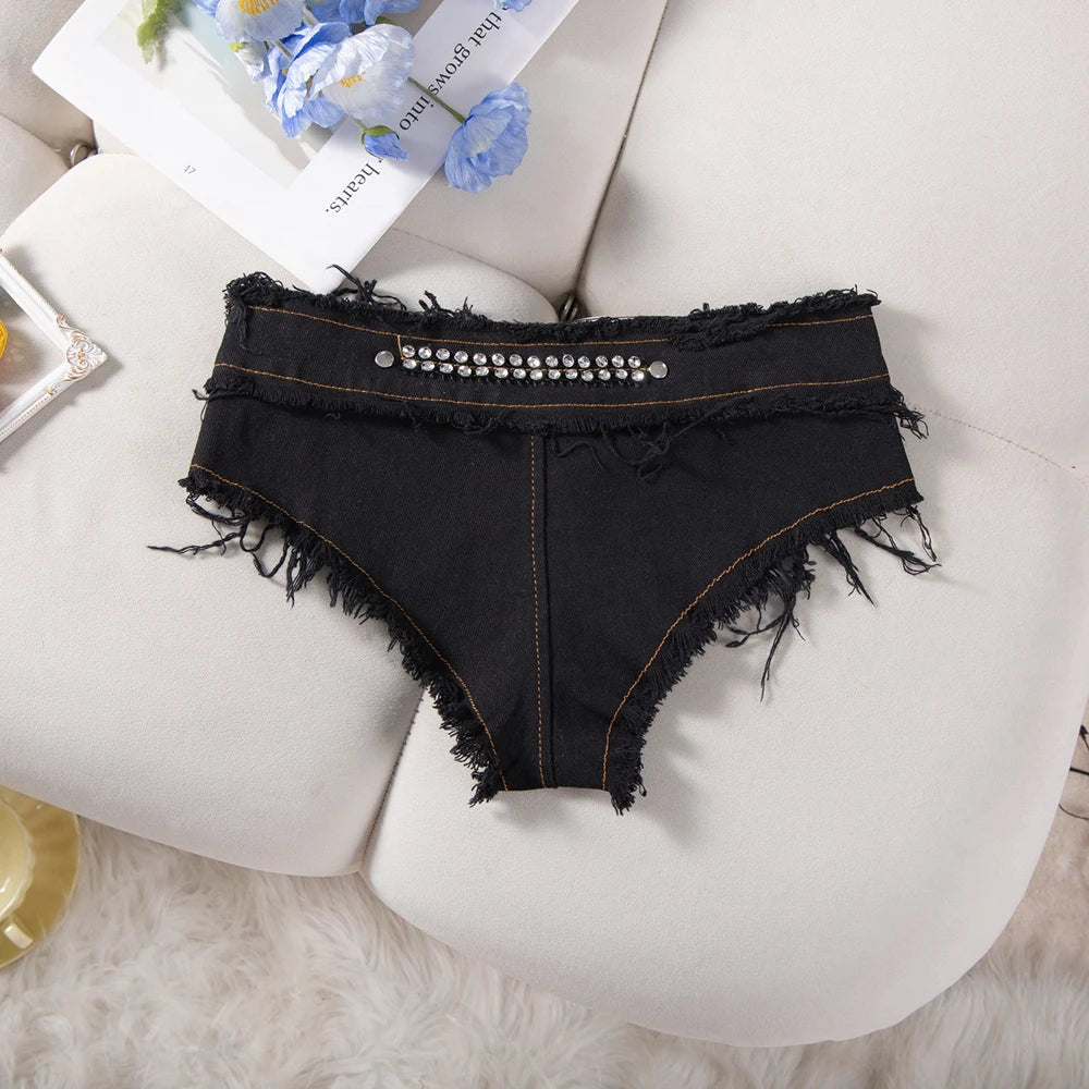 Womens Low Waist Denim Jeans Shorts Hottie Sexy Nightclub Mini Shorts Pants Jeans Slim Young Ladies White Pole Dance Hotpants