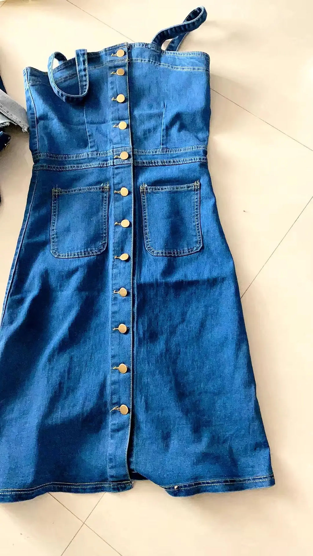 Denim Dress Sexy Style New Arrival Ins Strap Waist Single Breasted Stitching Female Bodycon Midi Dresses Female Vestidos