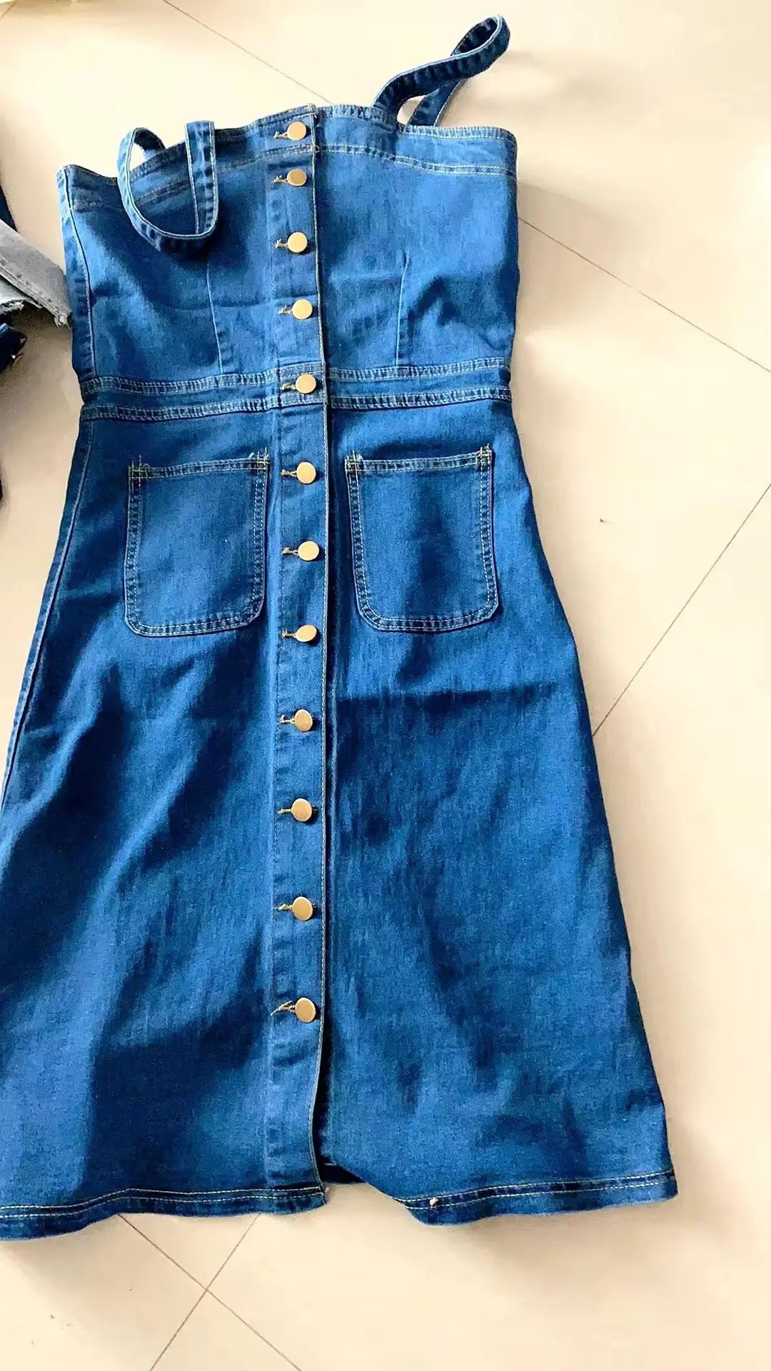Denim Dress Sexy Style New Arrival Ins Strap Waist Single Breasted Stitching Female Bodycon Midi Dresses Female Vestidos