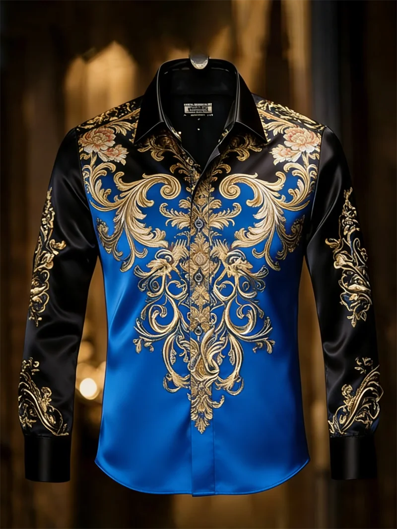 New 11 color men's 3D printed long sleeved shirt with high-quality and casual long sleeved collar top