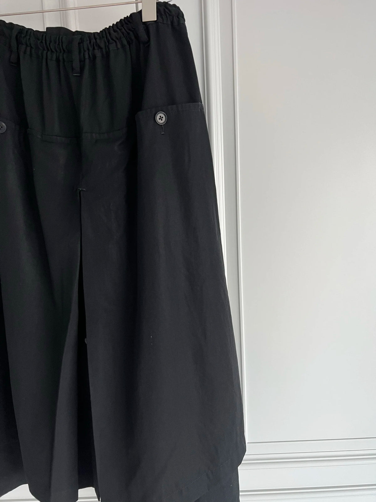 TOP-YAMAMOTO original design black loose double-layer elastic waist culottes and dark niche Japanese-style trousers