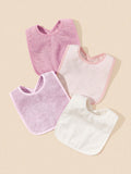 4pcs Soft And Absorbent Solid Color Button Closure Unisex Baby Bibs