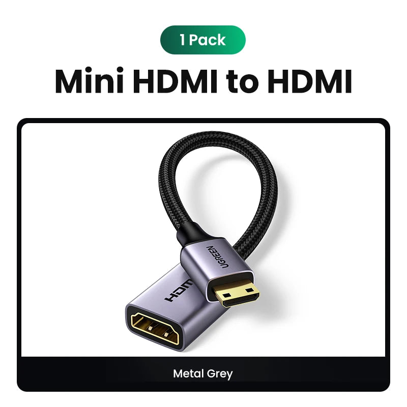 UGREEN Mini HDMI Cable to HDM Adapter Male to Femal Mini HDMI Cable Adapter 4K for Raspberry Pi ZeroW Camcorder Laptop Mini HDMI
