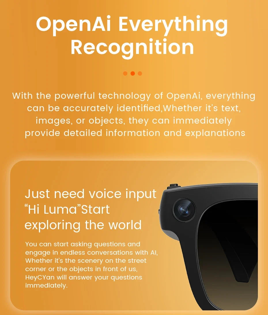 2026 Smart Glasses with 8MP Camera, 1080P Anti-Shake Recording, AI Translator, Bluetooth Audio Calling, 8GB Storage, iOS Android