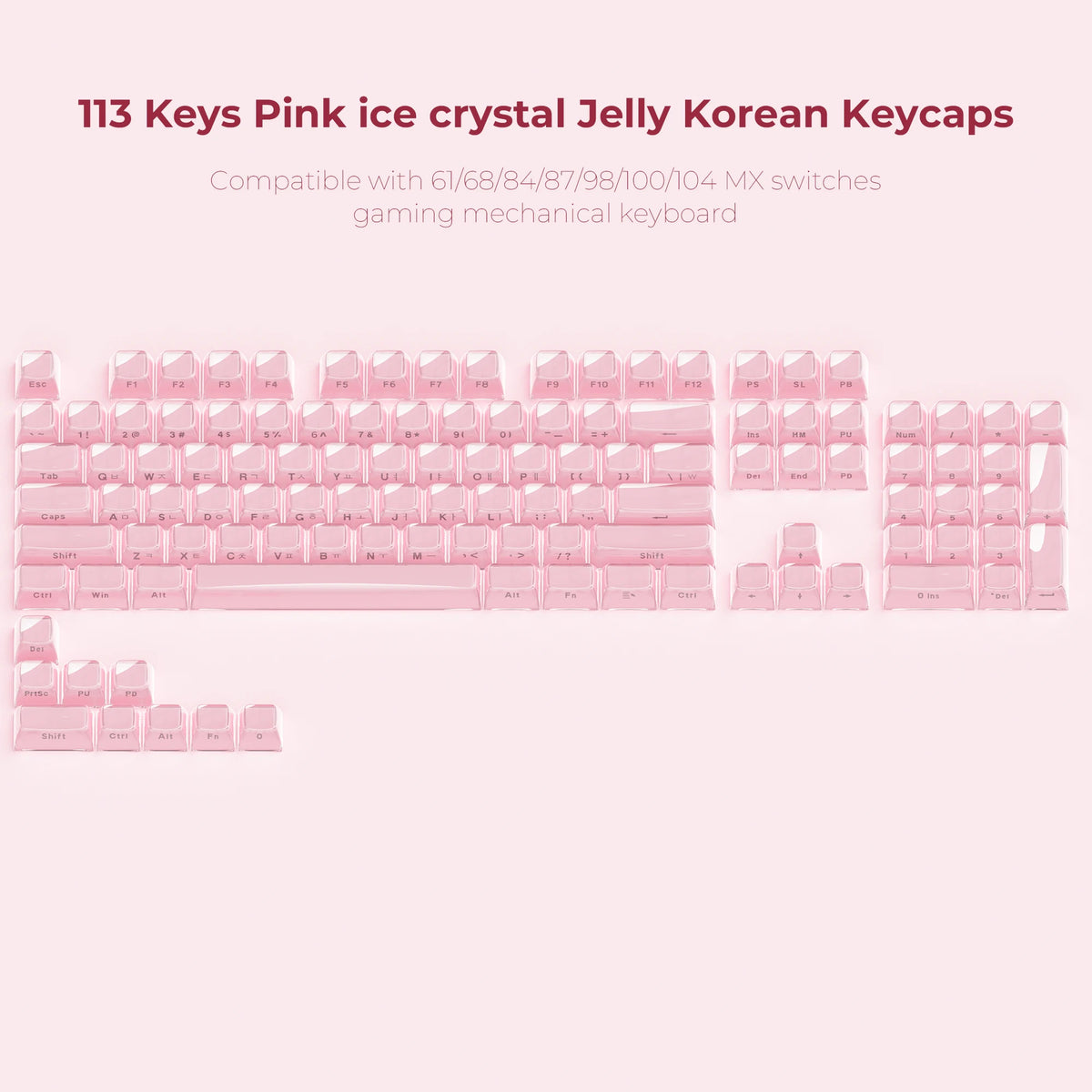 XVX Jelly Crystal Keycaps Side Print Pink/Blue 113keys Double Shote DIY Mechanical Keyboard OEM Profile Translucent Keycaps