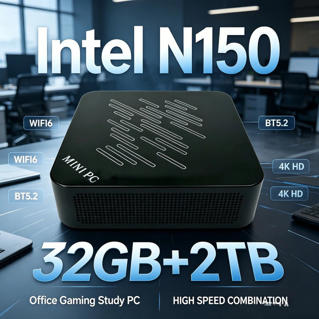 Mini PC Computer Intel Core N150 PC Gaming Computer 8/16GB RAM 1TB 2TB M.2 SSD WiFi 6 BT5.2 4K HD Portable Desktop Pc