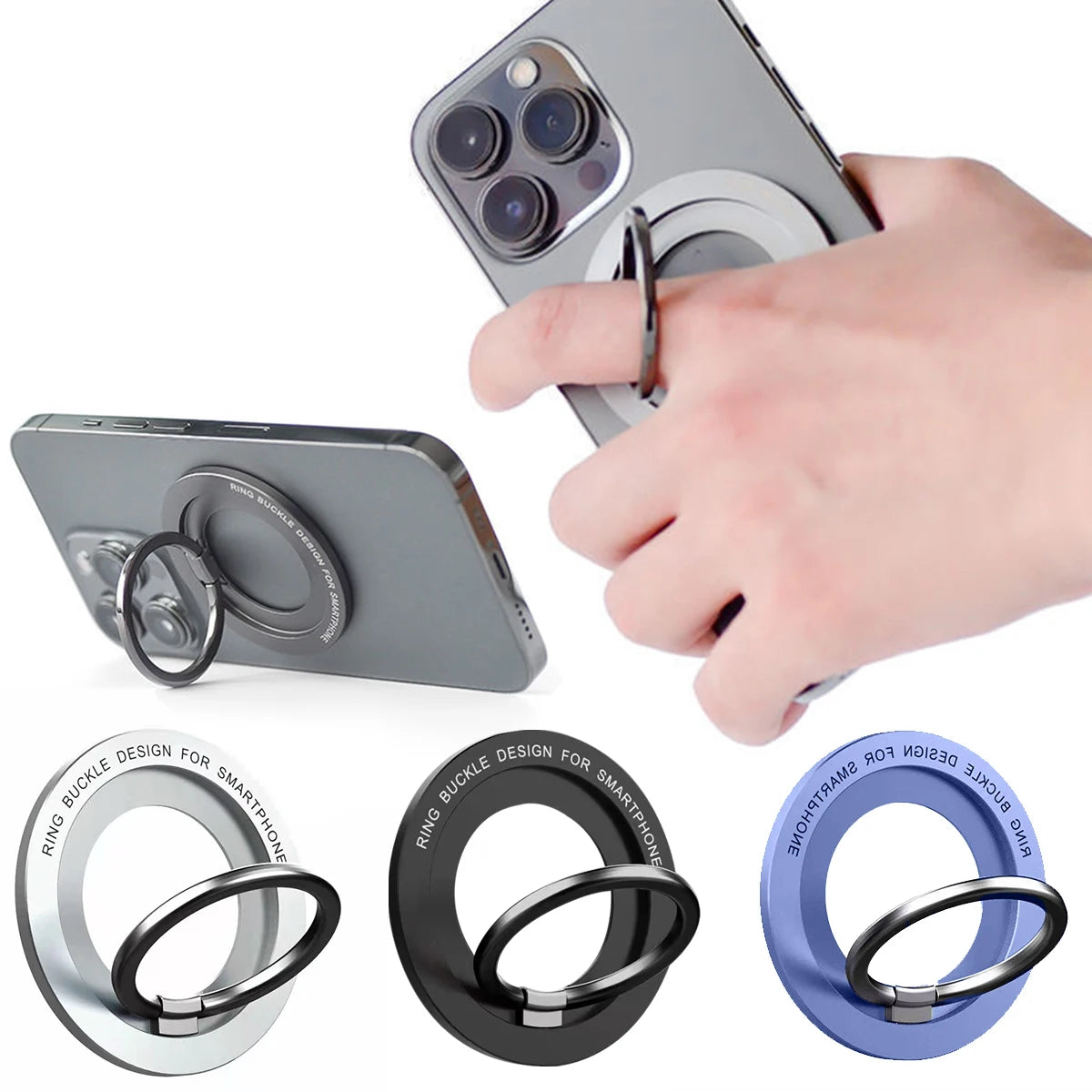 360° Rotating Metal Magnetic Mobile Phone Ring Holder Grip Adjustable Stand Foldable Bracket For Magsafe Phone Stand For IPhone