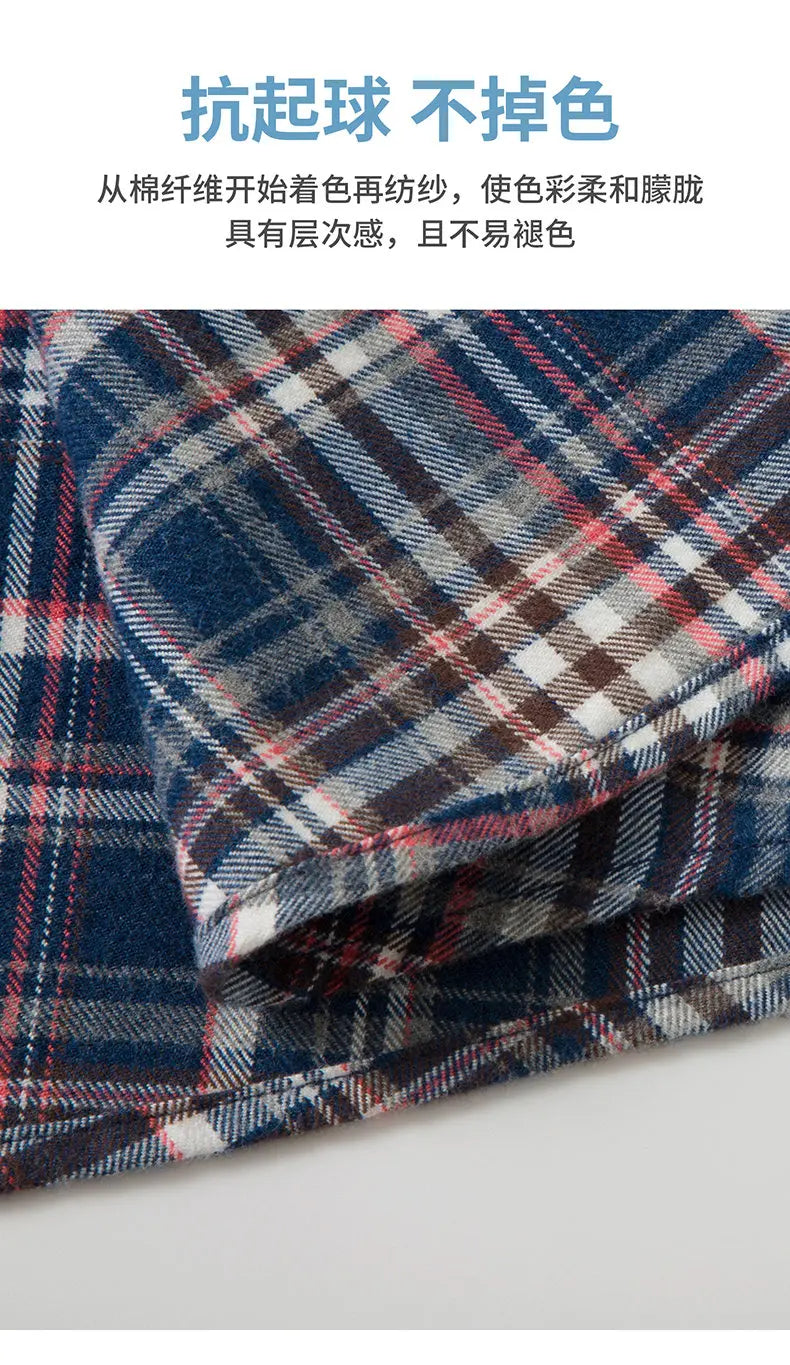 High-quality, fashionable, cool, casual and business-style pure cotton long-staple cotton men's check shirt with multi-color che