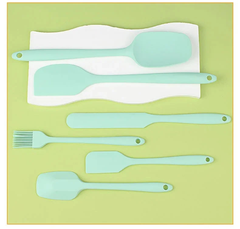 6pc Silicone Spatula set for baking-cake frosting kit with brush, non-stick scrapers & cream spreads |   cute kitchen gadgets