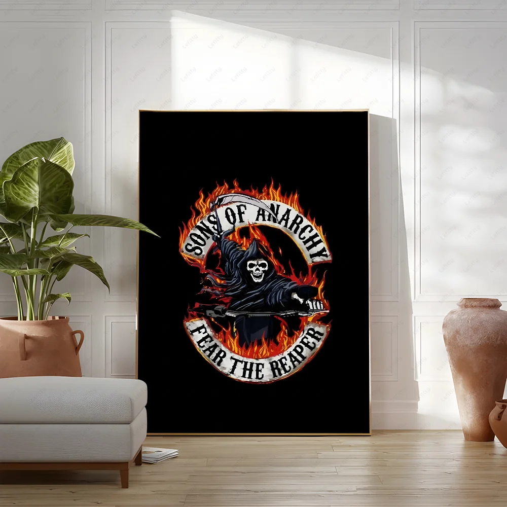 S-Sons Of A-Anarchy Crime Movie Poster Sticky Wall Art Printing Waterproof Home Living Bed Room Bar Hallway Aesthetic Decor
