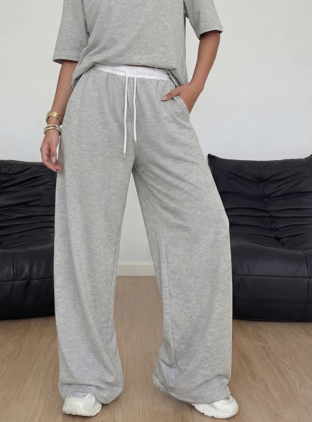 New Jogger Baggy Pants for Women Drawstring Straight Loose Casual Pants High Waist Wide Leg Pants Running Daily Wear Streetwear