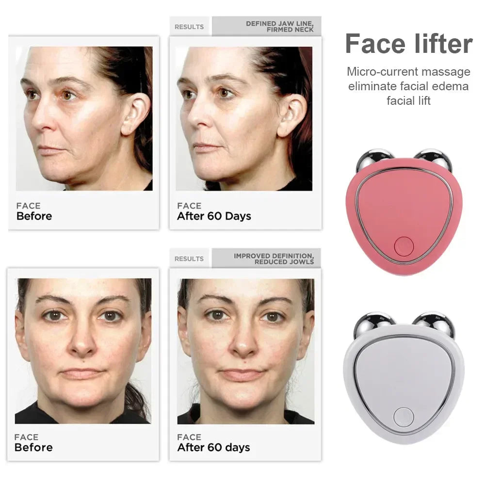 EMS Face Lifting Device Facial Microcurrent Roller Massage Sonic Vibration Skin Tightening Rejuvenation Anti Wrinkle Beauty Care
