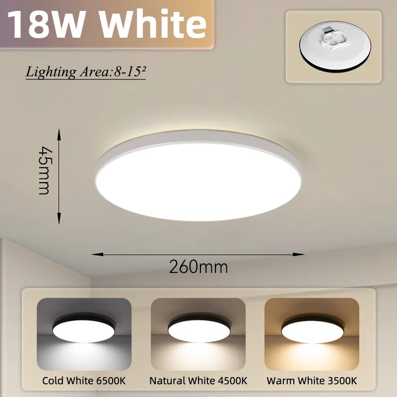 Led Ceiling Lamp Modern Ceiling Light IP65 Waterproof Round 30/18W Indoor Lighting For Bathroom Living Room Kitchen Balcony 220V