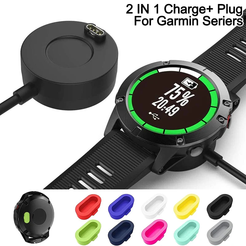 USB Charging Cable For Garmin Watch Fenix 7 7S 7X 6 6S 6X 5 5S 5X Vivoactive 3 4 Venu 2 2S 3 Forerunner 945 With Dustproof Plug