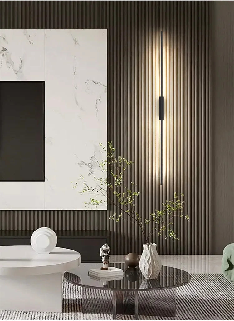 Modern LED Wall Lamp Bedroom Decoration Indoor Fixture Living Minimalist Lines Black Light Sconces Stair Hallway Wall Lights