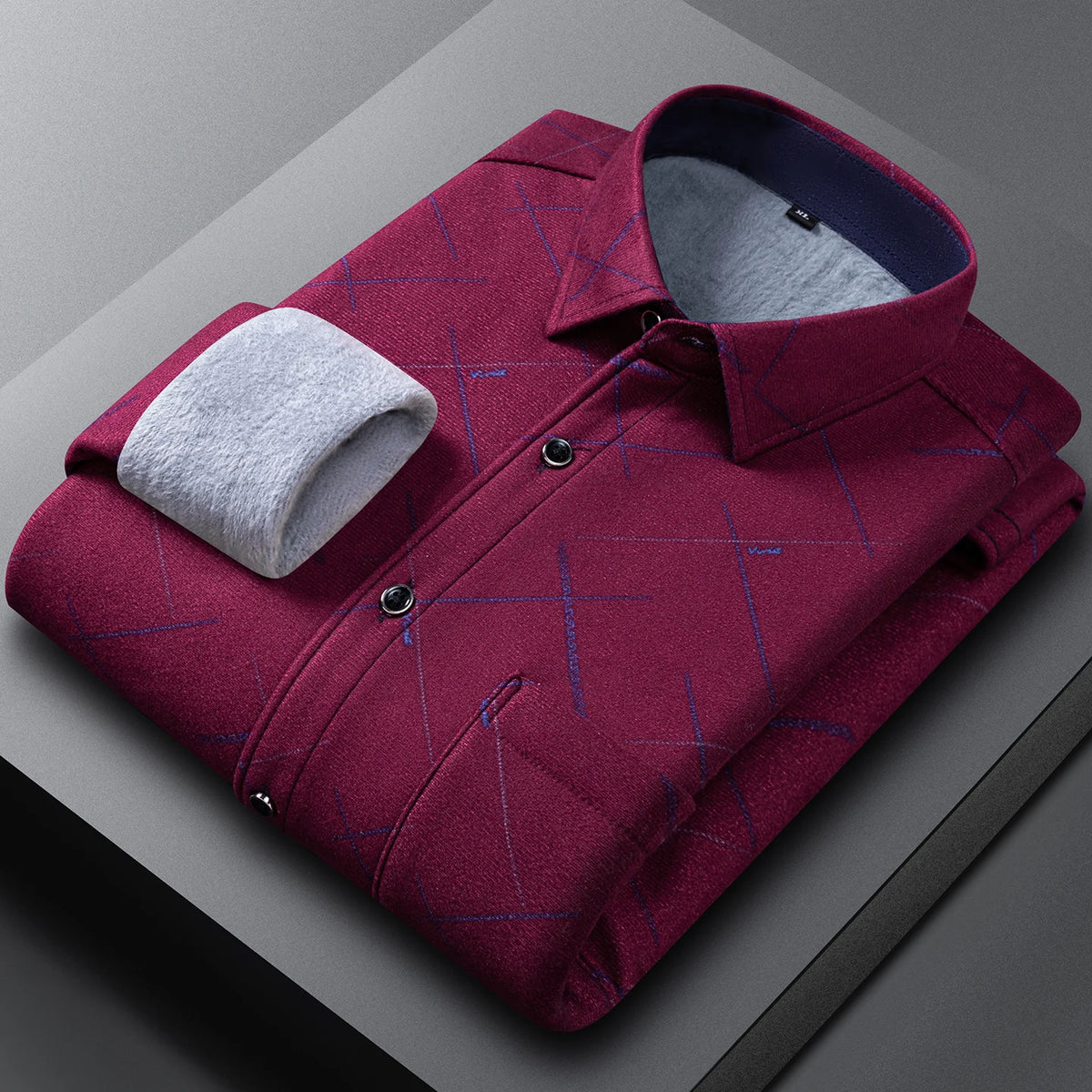 New In Tops Men's Thicken Flannel Fur Lined Shirts Autumn Winter Plus Sized Warm Long Sleeved Plaid Business Casual Slim Clothes