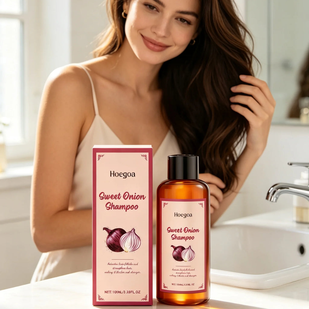 Hoegoa Onion Hair Shampoo Deep Nourishing Hair Soothing Dryness Scalp Repair Split Ends Improve Texture Gentle Cleansing Shampoo