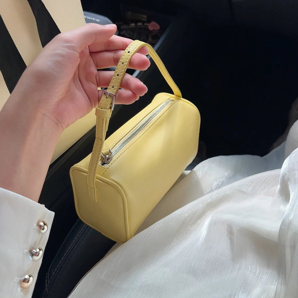 2026 New Women Lychee Pattern Small Pillow Bag Summer Fashion Boston Handbag Single Shoulder Crossbody Bag Small Bag Red Yellow